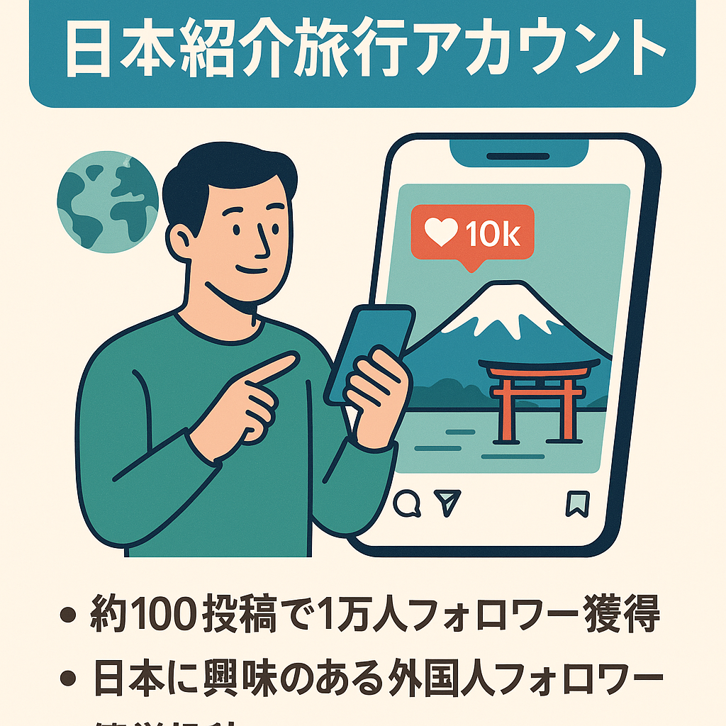 【海外向け！フォロワー1万人以上】簡単投稿で属人性なしの海外向け日本紹介旅行アカウント