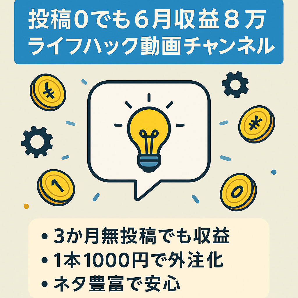 【投稿0でも6月収益8万越え！】2chライフハック系チャンネル【低コストで運営可】