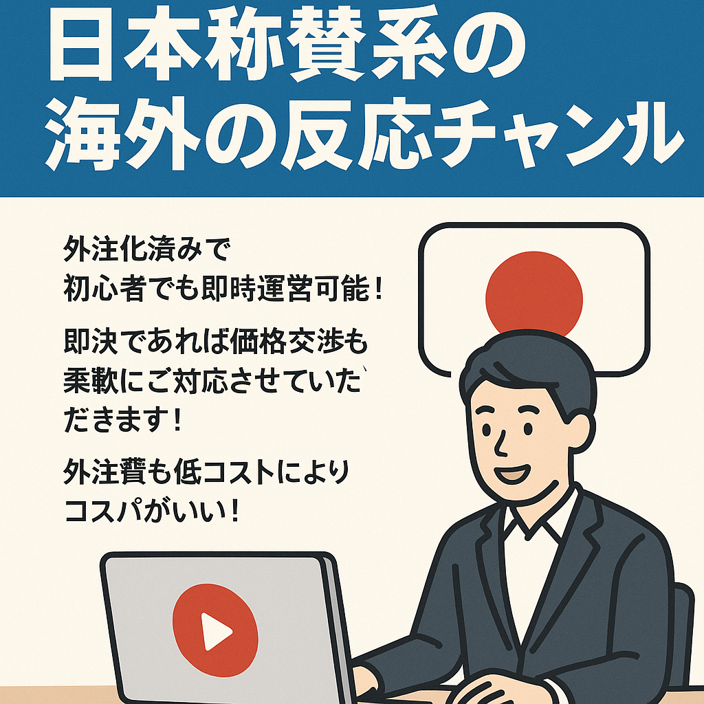 【月収益30万以上】【外注化済みで即時運営可能】日本称賛系の海外の反応チャンネル【登録者1万人】