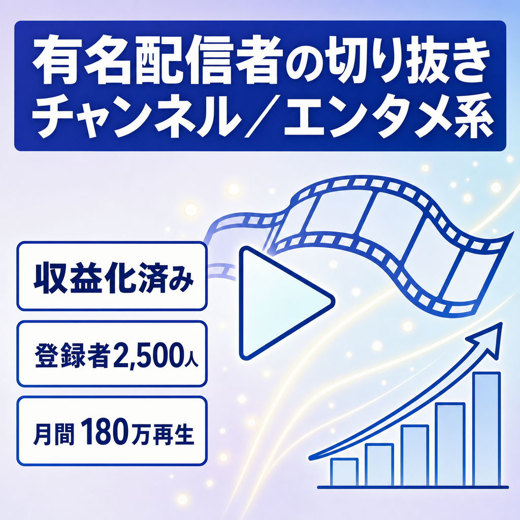 【収益化済・登録者2500人・月間180万再生】有名配信者の切り抜きチャンネル/エンタメ系