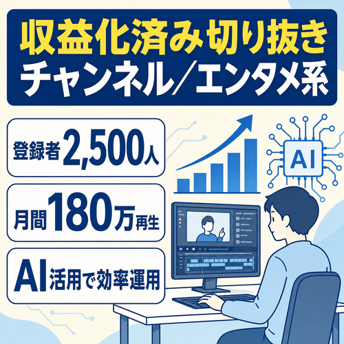 【収益化済・登録者2500人・月間180万再生】有名配信者の切り抜きチャンネル/エンタメ系