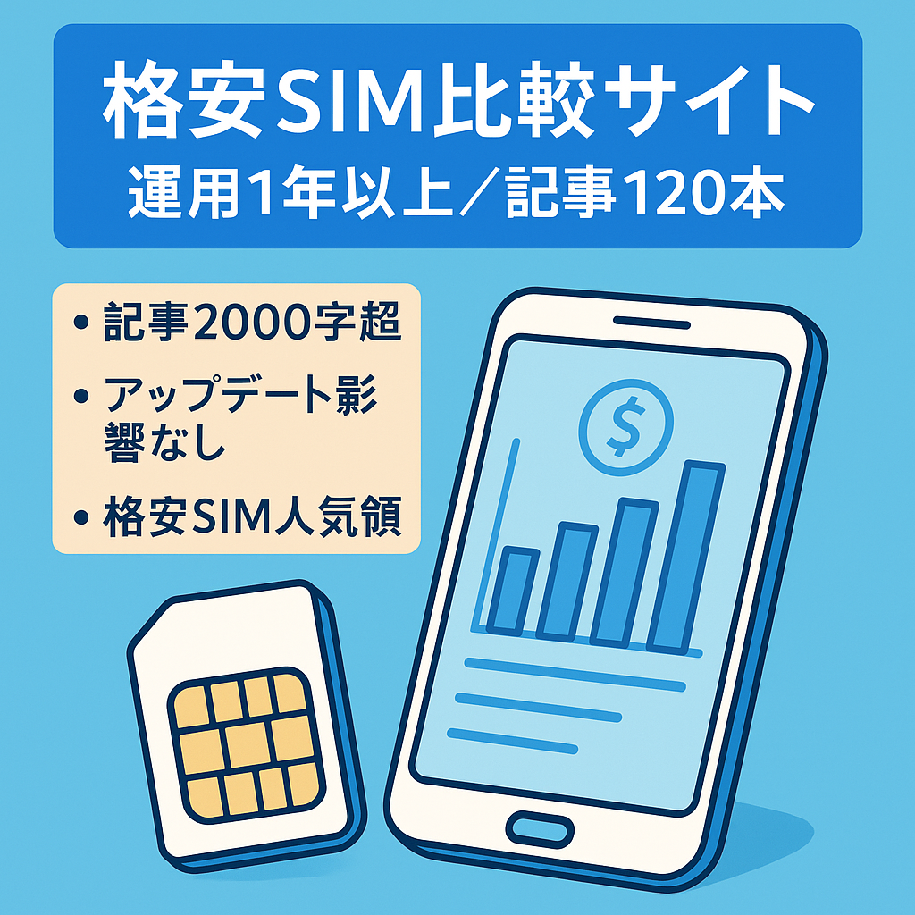 【運用年数1年以上！記事数120記事】格安SIM事業者の比較サイト