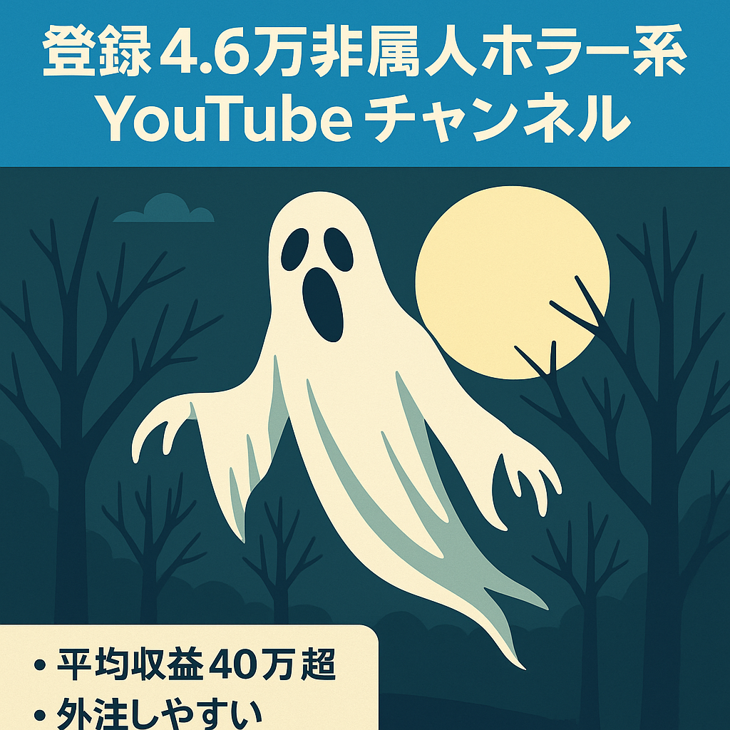 【10月収益40万円超え/早い者勝ち】登録者4.6万人の大人気ホラー系非属人YouTubeチャンネル 【外注化可能】