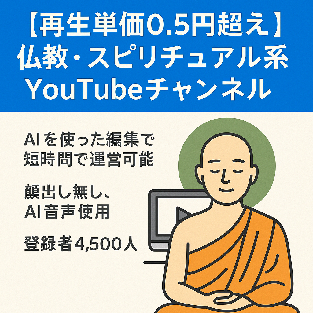 【再生単価0.5円超え】登録者4500人/仏教・スピリチュアル系YouTubeチャンネル