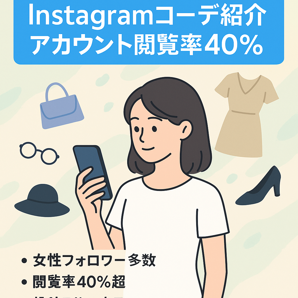 【Instagramコーデ紹介アカウント | ストーリーズ閲覧40％】属人性なし・投稿作成5分で終了 ※運用の外注化可能