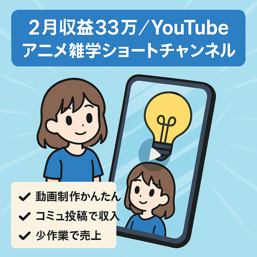 【2月収益33万】YouTube Shortsのアニメ系雑学チャンネル　コミュニティも高インプレッション
