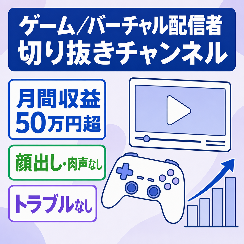 【ゲーム,顔出し無し,肉声なし】月間収益50万超えVtuber切り抜きCH