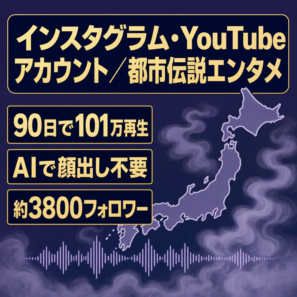 【90日160万再生】日本賞賛×都市伝説エンタメ｜Instagram・YouTube二刀流／顔出し不要の約3800フォロワー