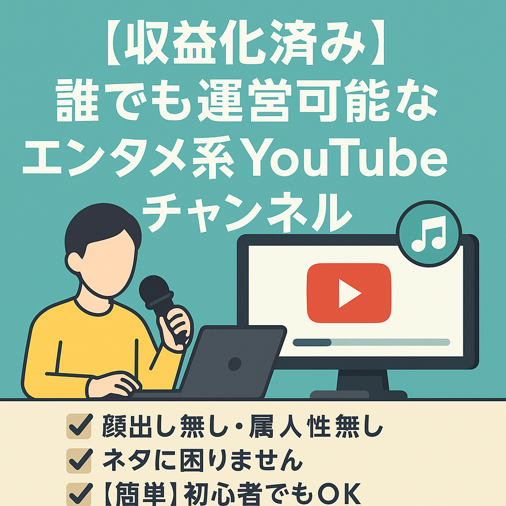 【収益化済み・非属人・早い者勝ち】誰でも運営可能なYoutubeのエンタメ系チャンネル