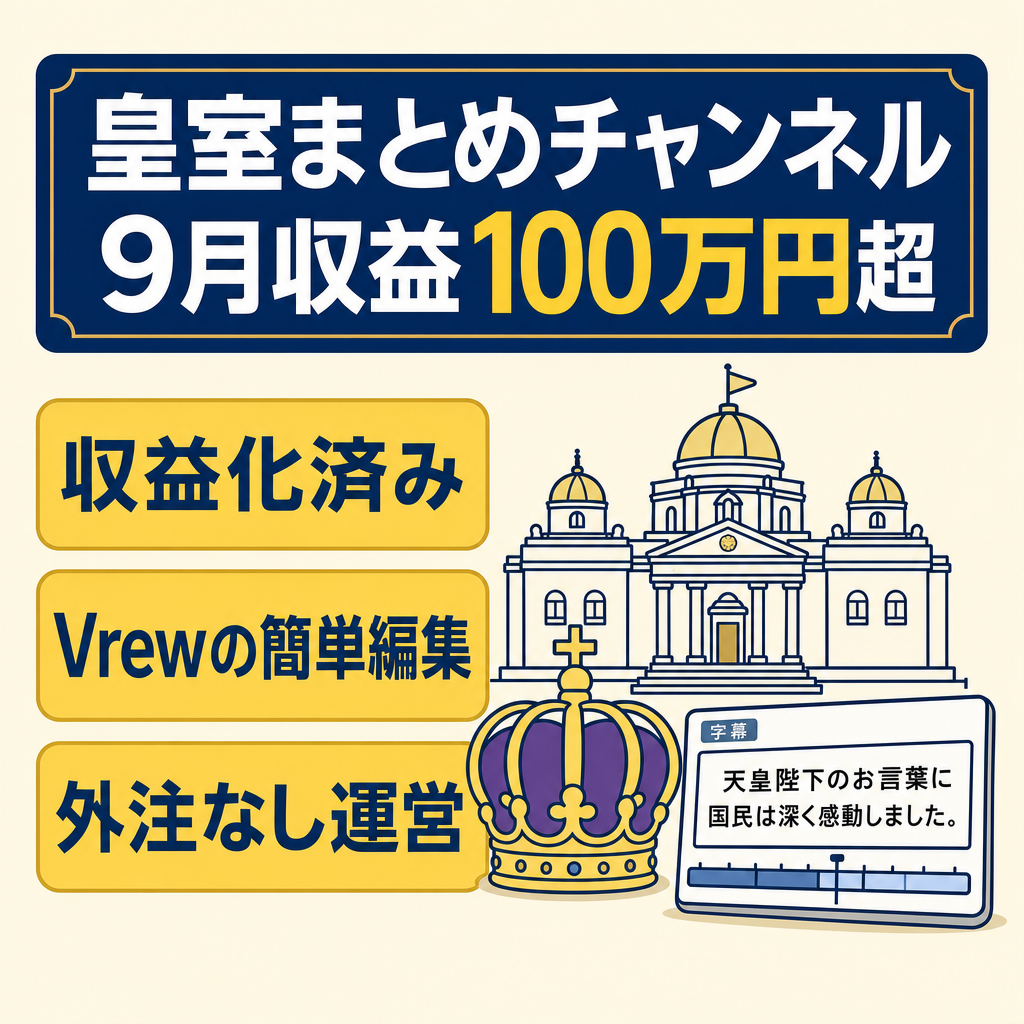 【9月すでに100万円越え】皇室のまとめチャンネル【収益化済・属人性ナシ】
