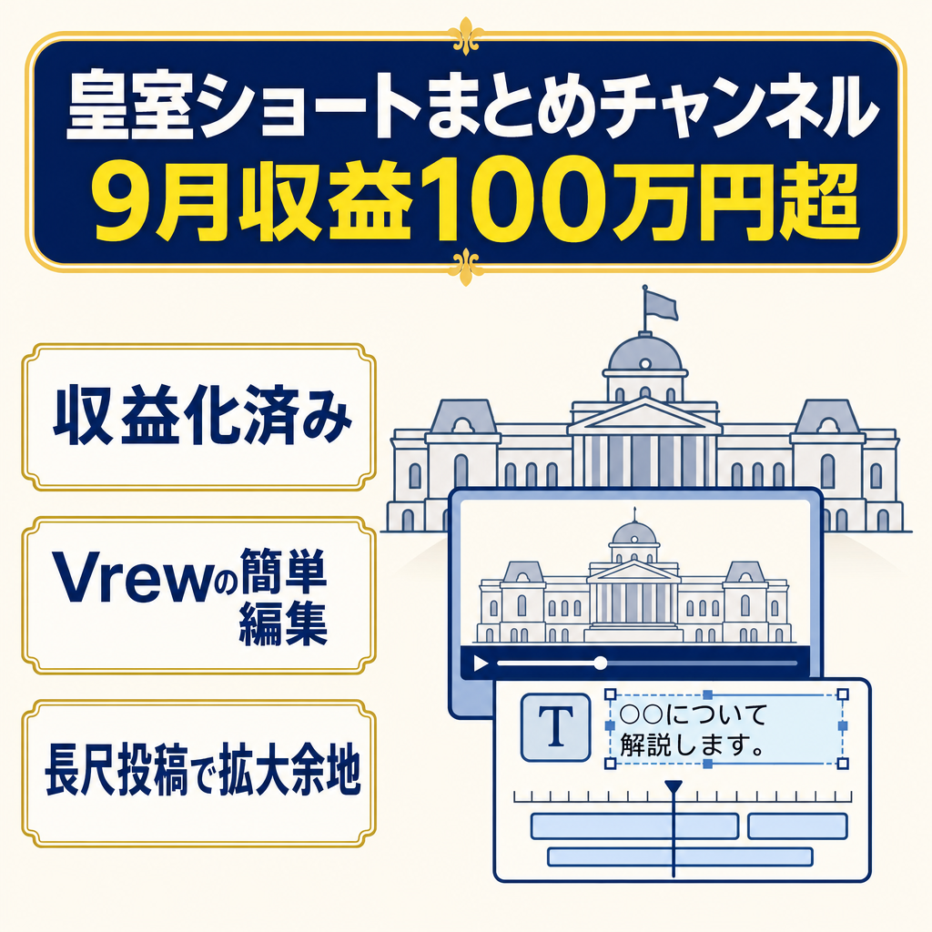 【9月すでに100万円越え】ショート特化の皇室のまとめチャンネル【収益化済・属人性ナシ】
