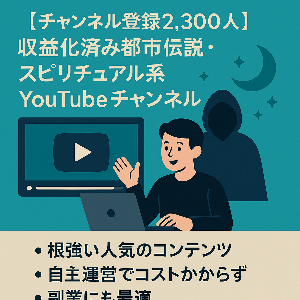 【チャンネル登録2,300人】収益化済み都市伝説・スピリチュアル系YouTubeチャンネルのアカウント譲渡【属人性なし】