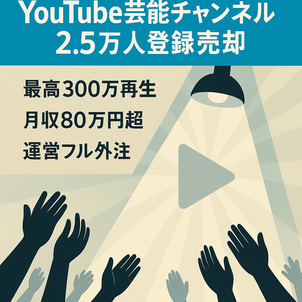 【Youtube登録者2.5万人、これまで700万円超え収益】属人性無し、芸能チャンネル