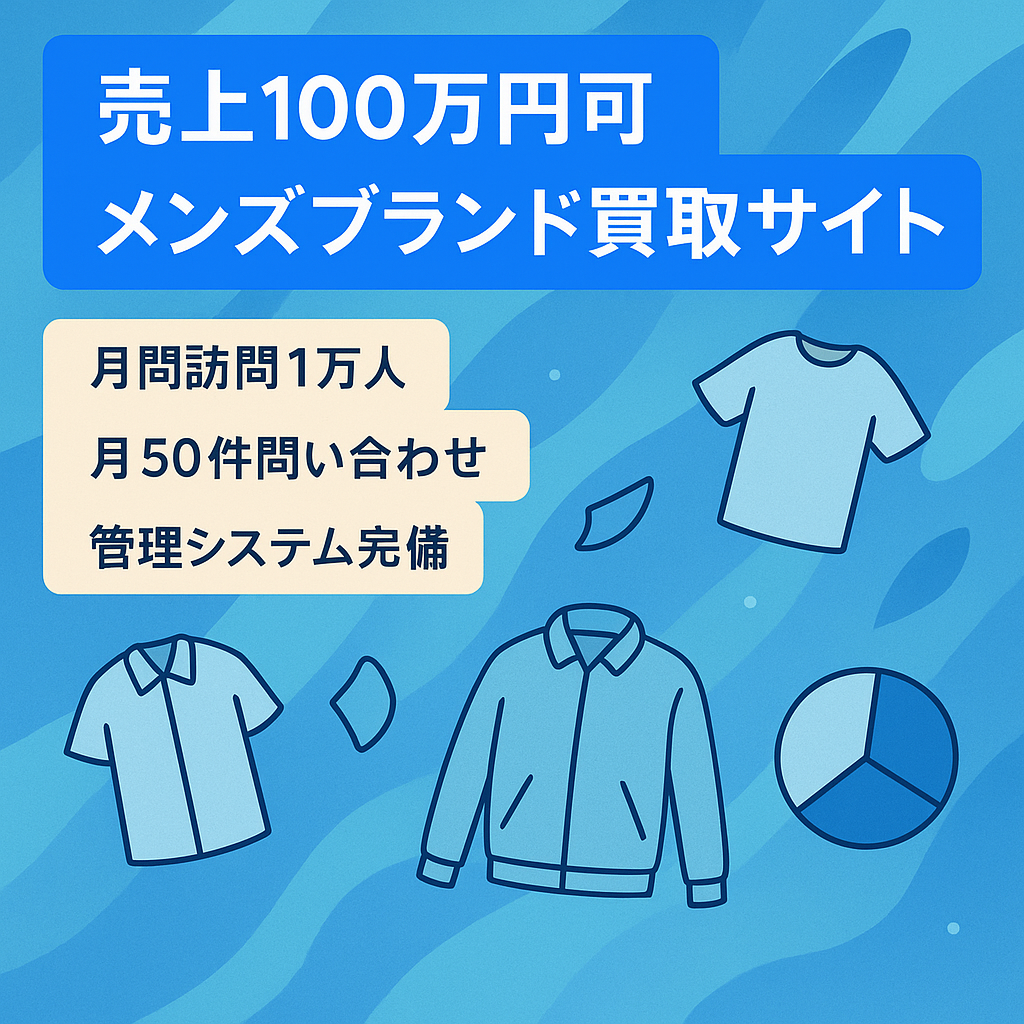 【売上100万円以上可】毎月UU1万人以上 / 1.7万PVのメンズファッションブランド買取サイト