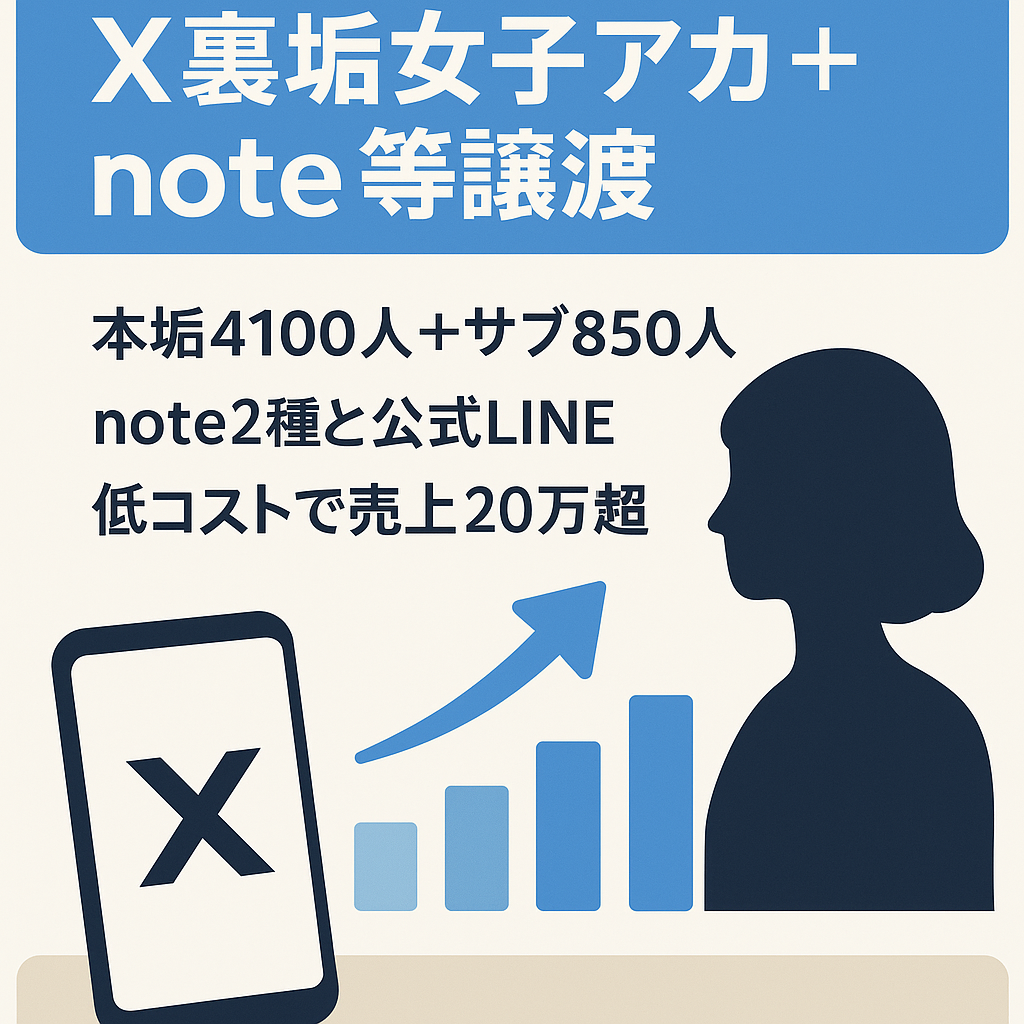 【売上20万越え】X(Twitter)フォロワー4000人以上裏垢女子アカウント_サブ垢850人_note_公式LINE込み譲渡