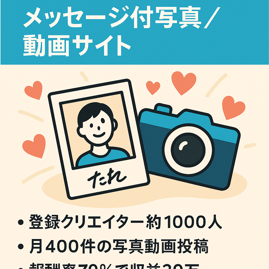 【月間売上100万】オリジナルメッセージ付き写真や動画が購入できるサービス