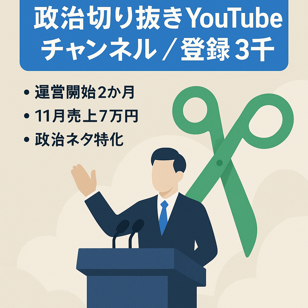 切り抜き：開始後2ヶ月の政治系チャンネル【登録者3,000人、月売上５万円前後）