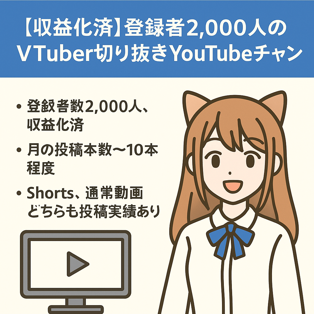 【収益化済】登録者2,000人のVTuber切り抜きYouTubeチャンネル