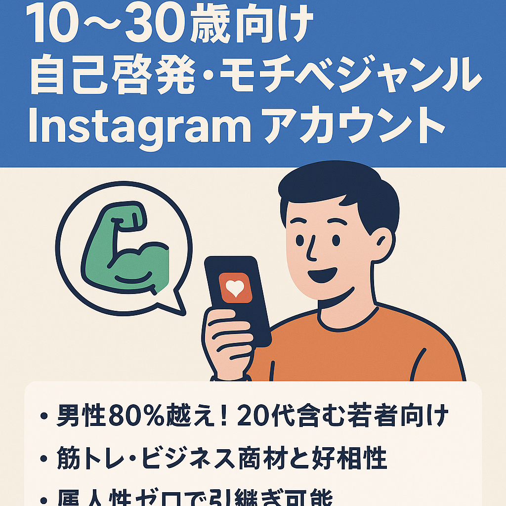 【インスタ1400フォロワー】10～30歳向け自己啓発・モチベジャンルInstagramアカウント
