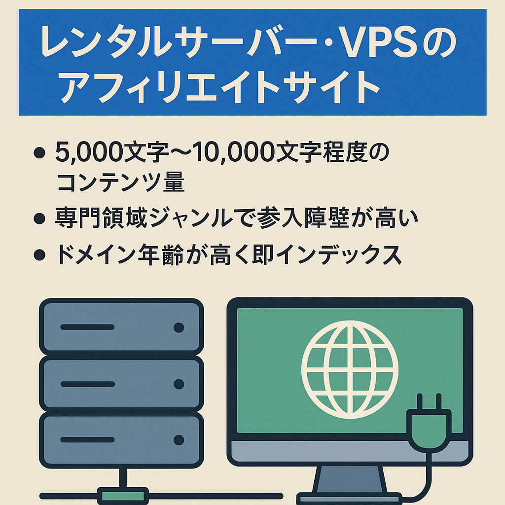 【最高収益115万/月】レンタルサーバー・VPSのアフィリエイトサイト【ゲーム用VPSがメイン】