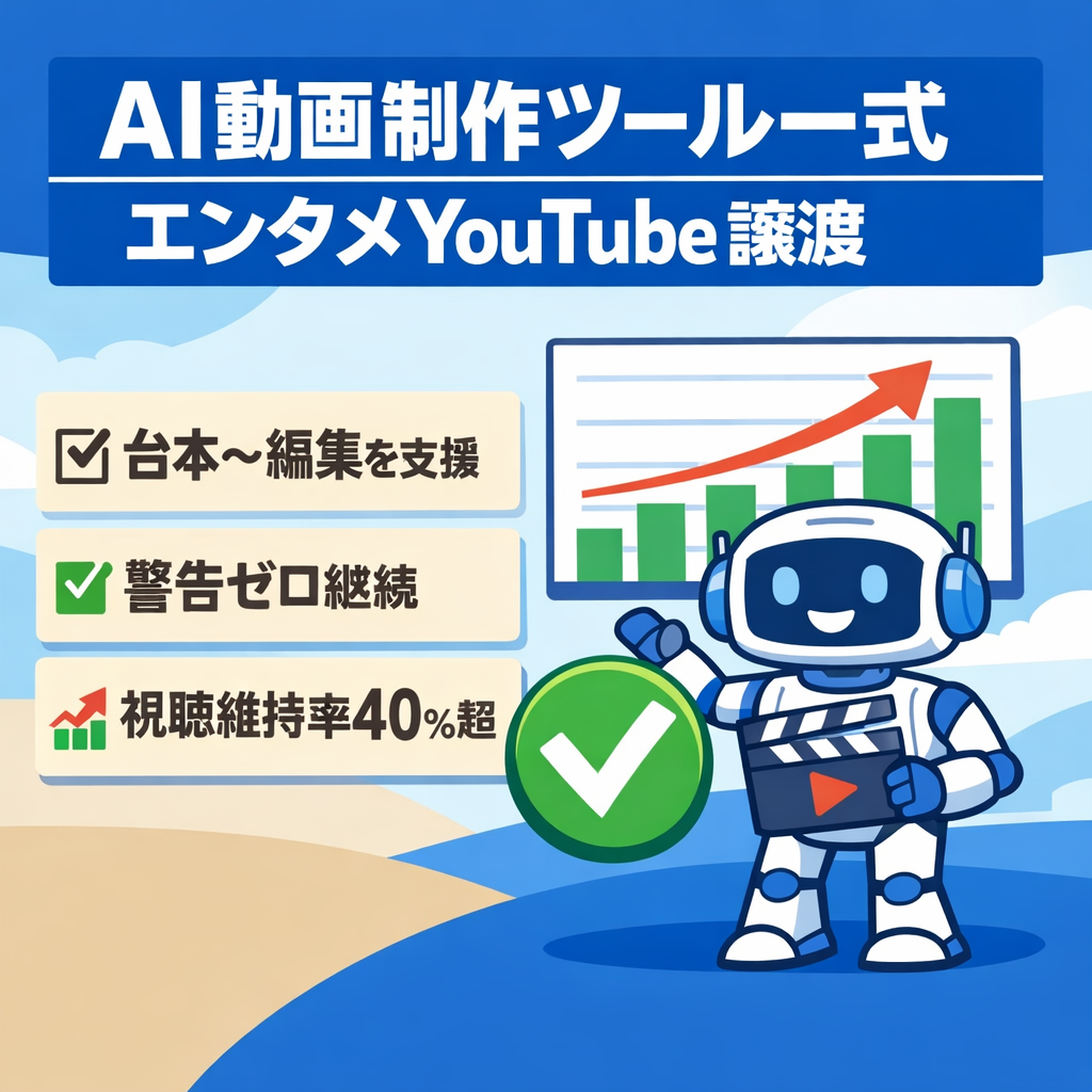 月利150万超実績・収益化継続中・警告ゼロのAI動画制作ツール一式｜エンタメ系YouTube譲渡