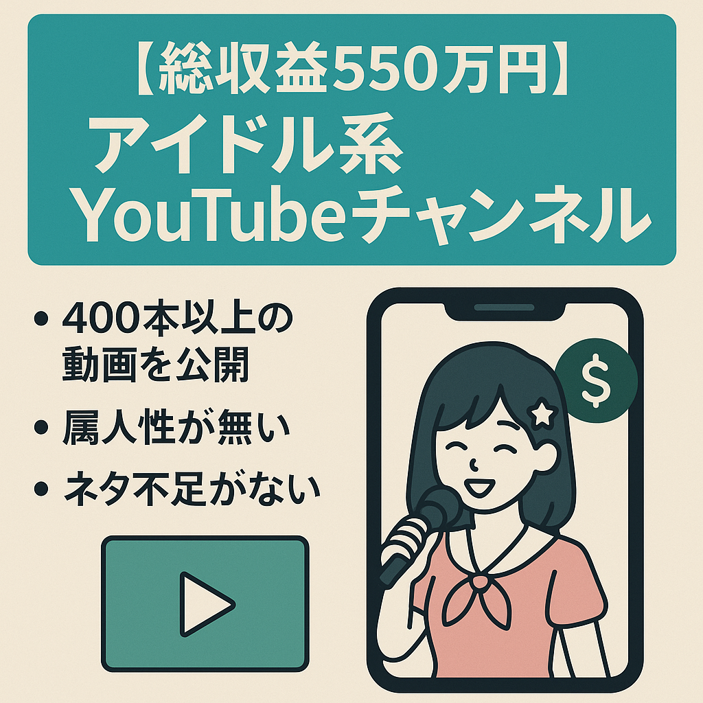 【総収益550万円】登録者約2万人のアイドル系YouTubeチャンネルの譲渡 【合計総再生数2000万回】
