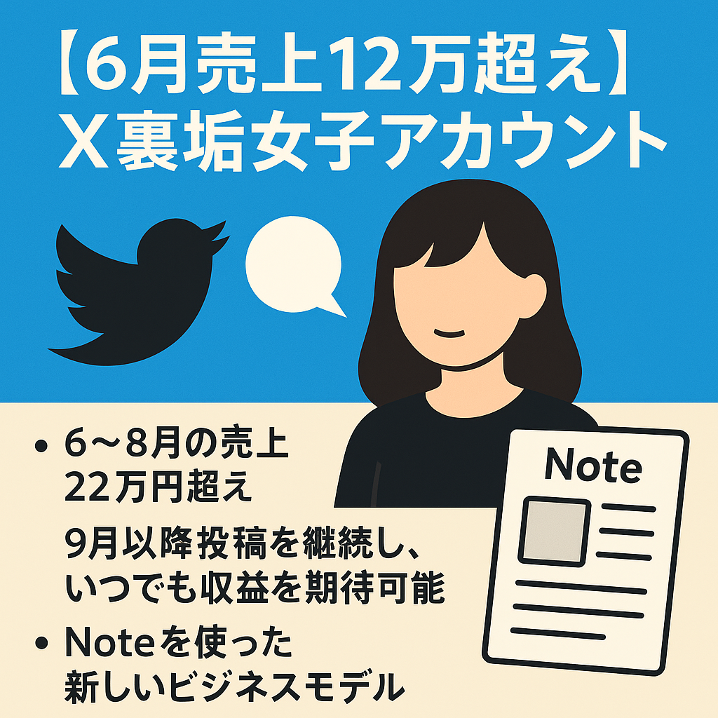 【6月売上12万超え】今流行りのX(Twitter)裏垢女子アカウント、Noteアカウント譲渡