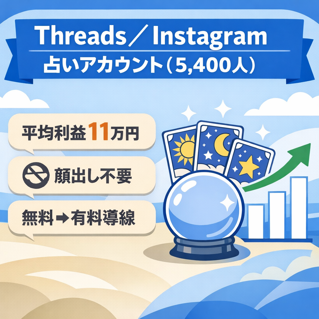 【総フォロワー約5,400人】Threads&インスタ占いアカウント（属人性なし）