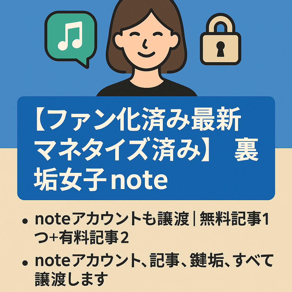 【ファン化済み最新マネタイズ済み】X裏垢女子/note販売マネタイズ完了｜note記事＆アカウント譲渡