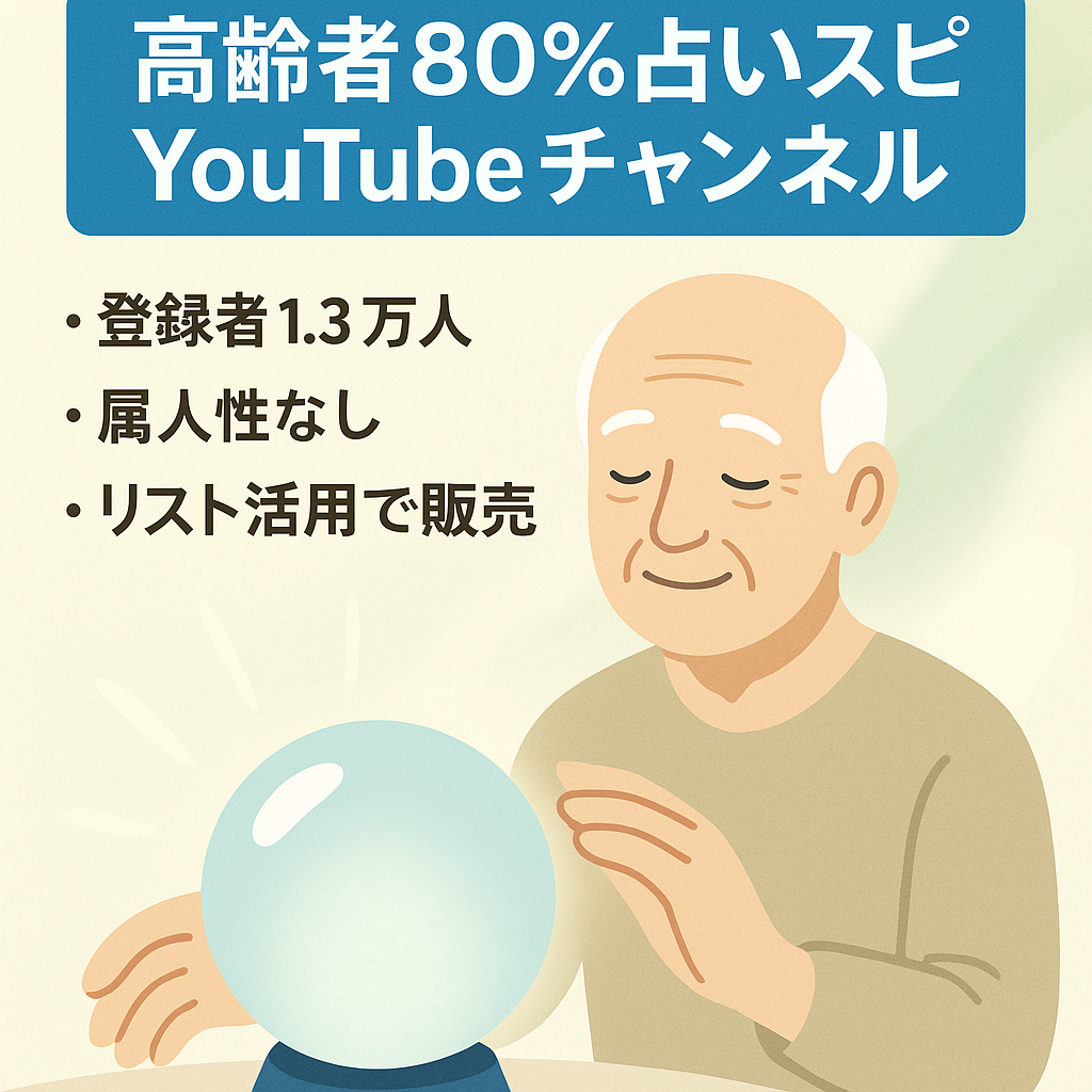 訳あり：高齢者が80%以上　CH登録者1.3万人の占いスピYoutubeチャンネル【属人性なし】