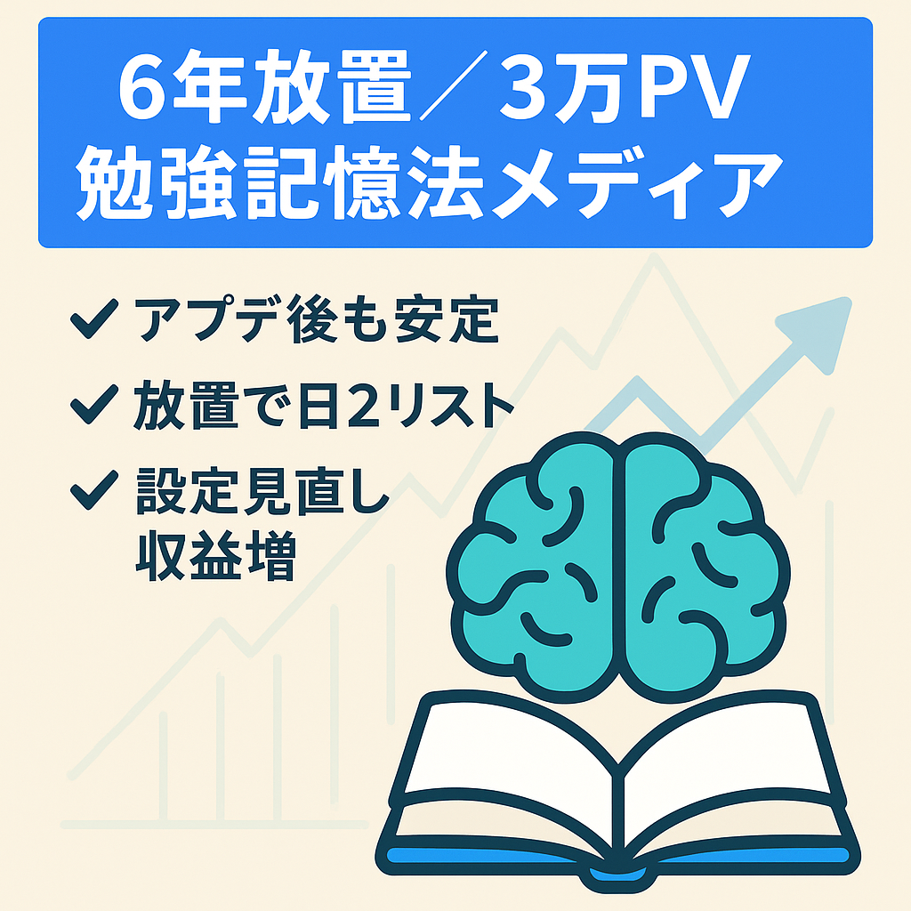 【6年間更新なし（最低限のメンテンスを除く）・３万PV・１日２リスト】勉強法・記憶法に関するオウンドメディア