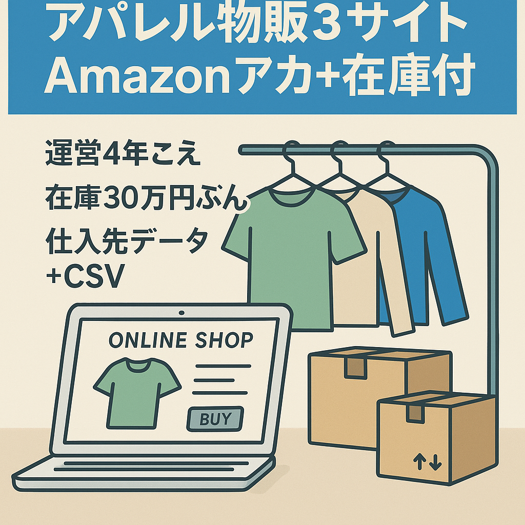 【各種支援ツール付き・3サイトセット(Amazonアカウント1個含む)・商品在庫付き】レディースアパレル物販サイト