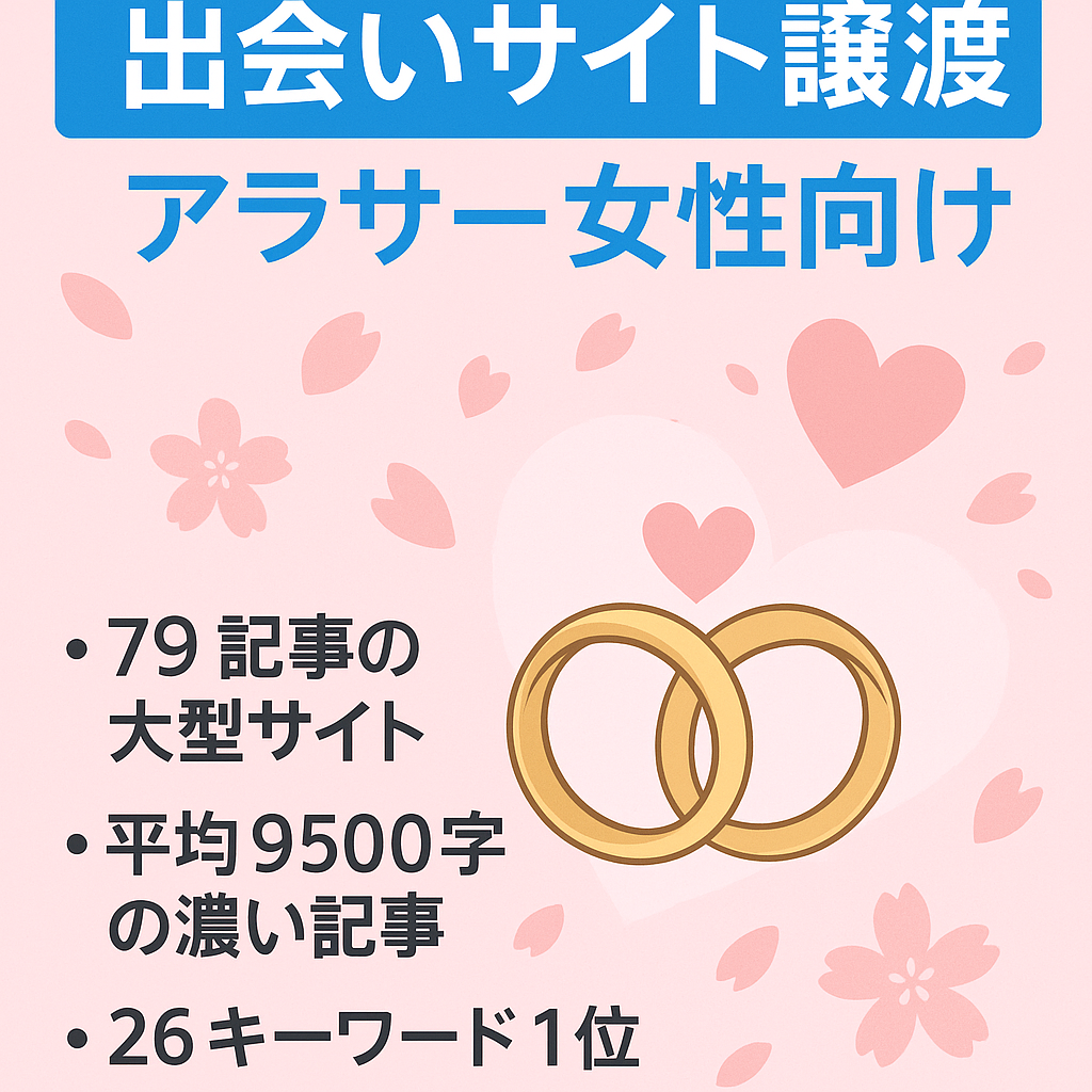 結婚相談所を着地点としたアラサー独身女性向け出会いサイトの譲渡