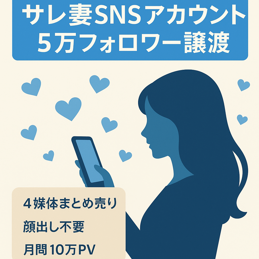 【全フォロワー5万人以上】サレ妻のInstagram＆Youtube＆Webサイト＆TikTok全てセット譲渡