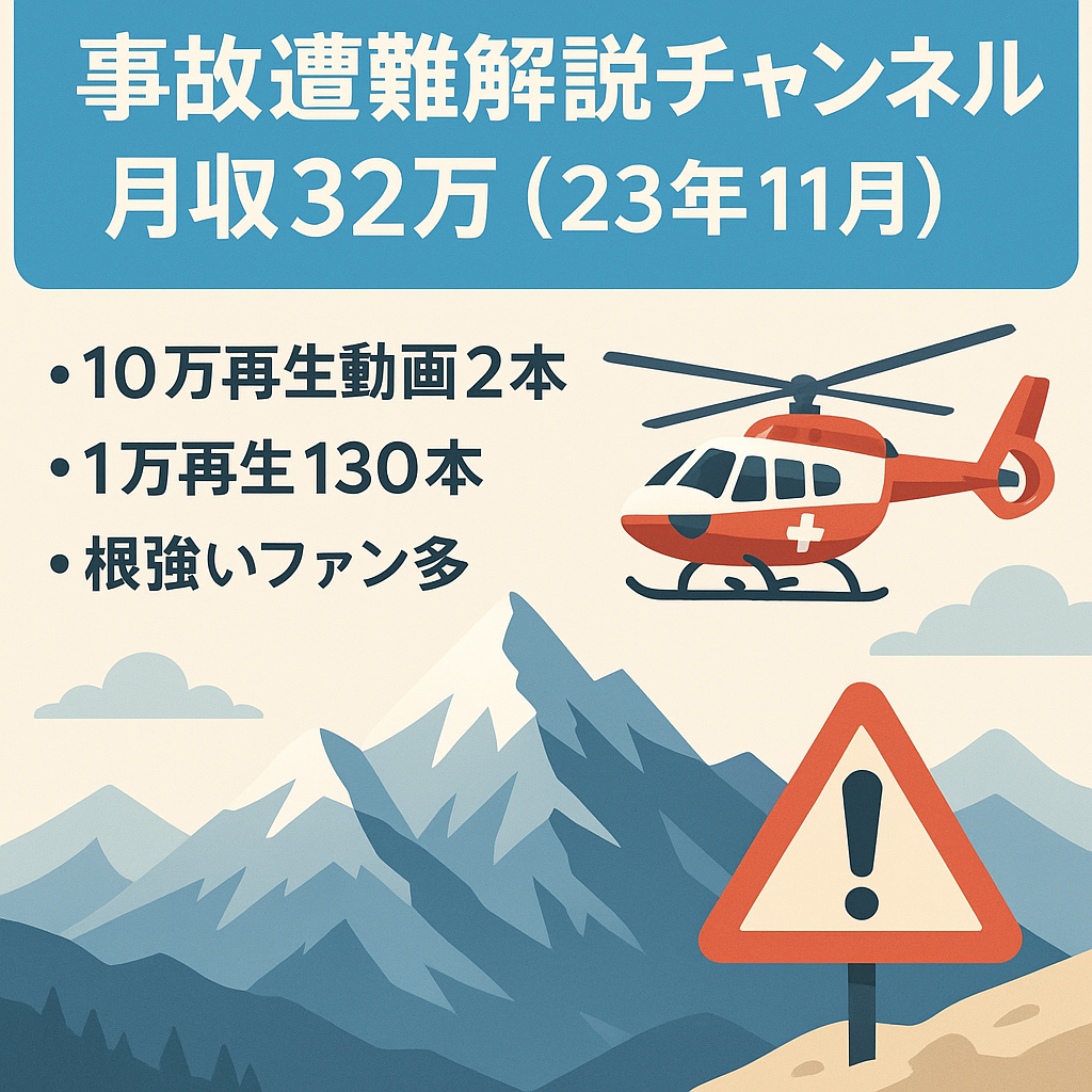 【最高月収32万円（23年11月）】事故・遭難ゆっくり解説チャンネル【チャンネル登録者8200人】