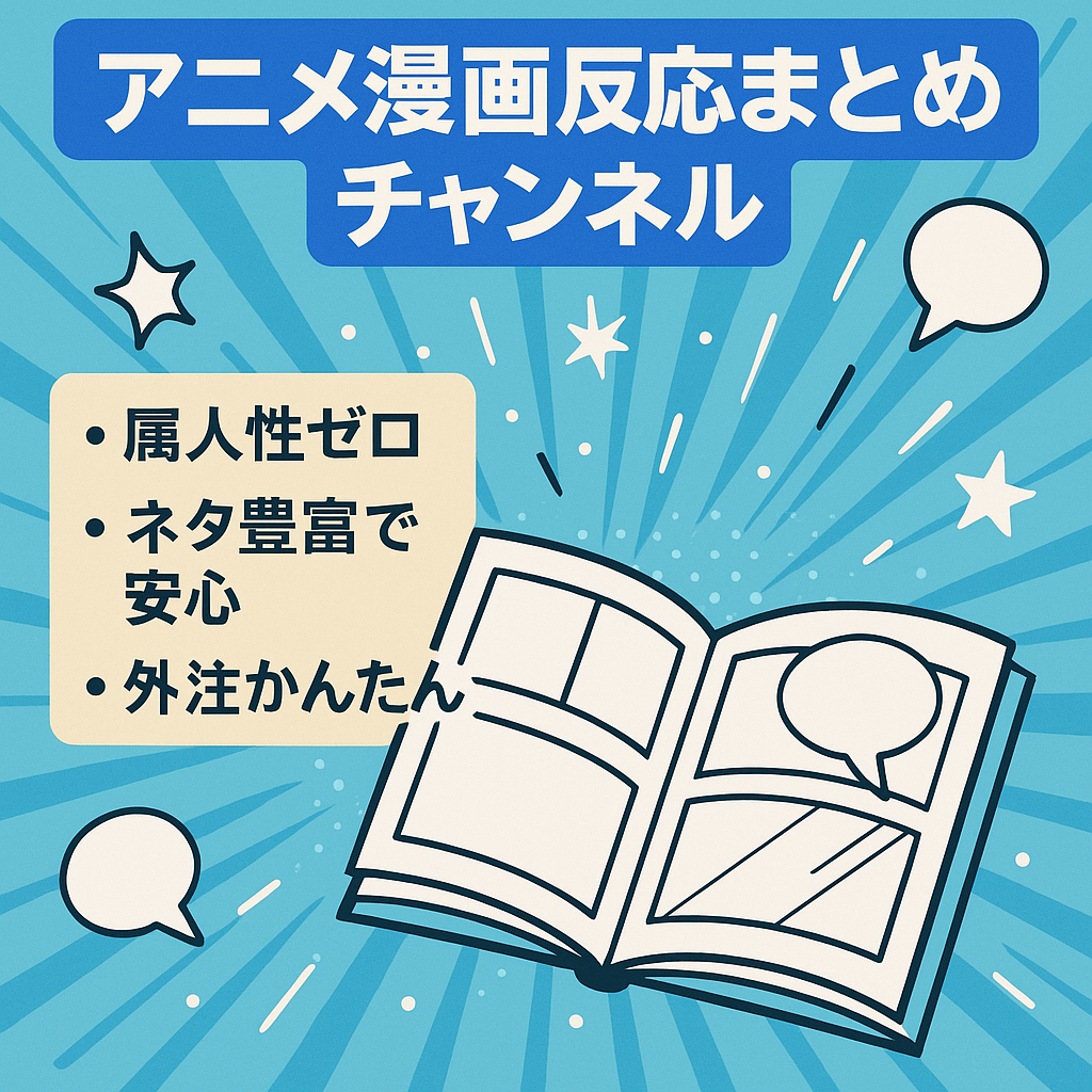 【収益化/外注可能】ネタ豊富なアニメ・漫画の反応まとめチャンネル