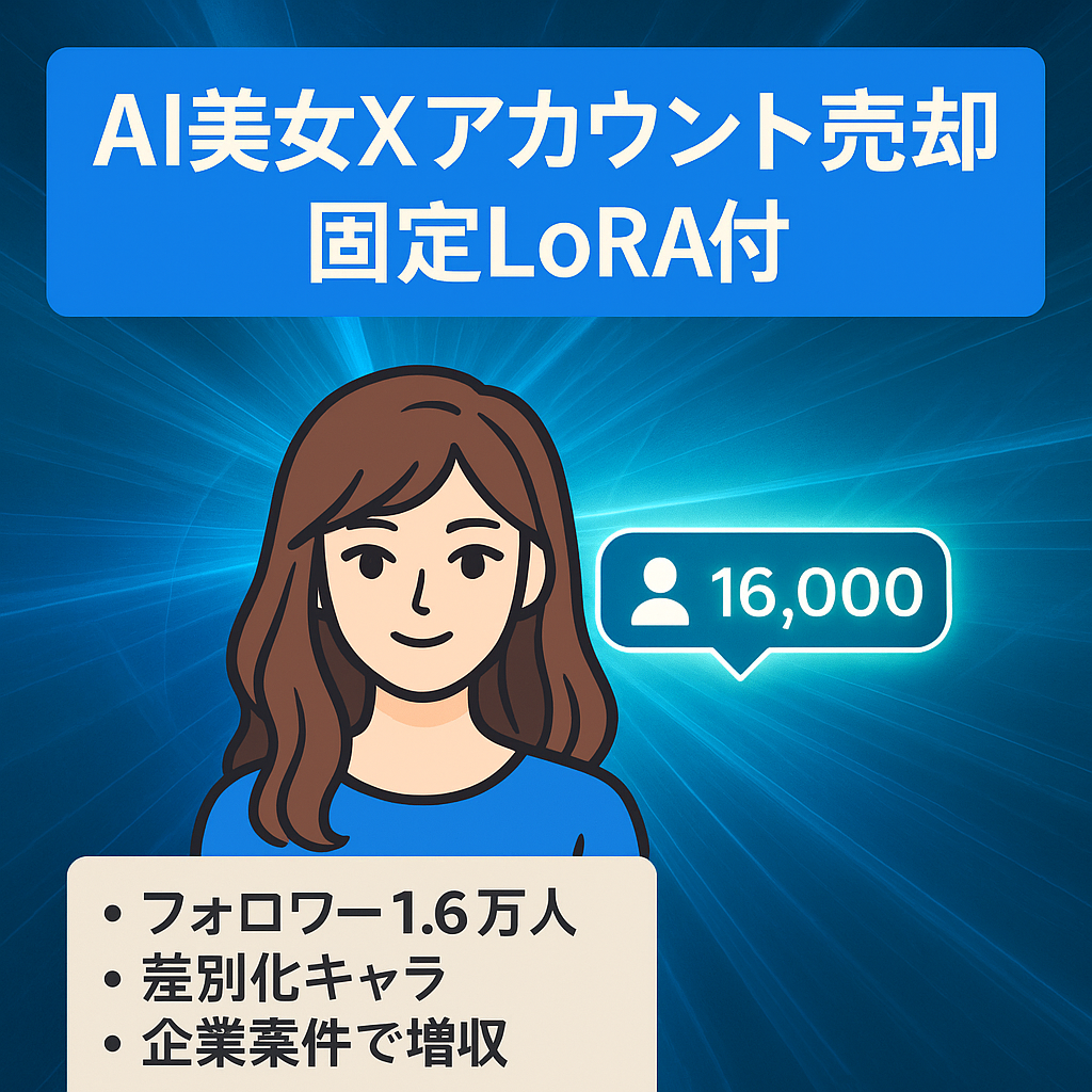 ☆収益化中☆【AI美女Xアカウント】固定キャラ、生成ノウハウ、LoRAプレゼント（顔固定）、誰でも運用可能