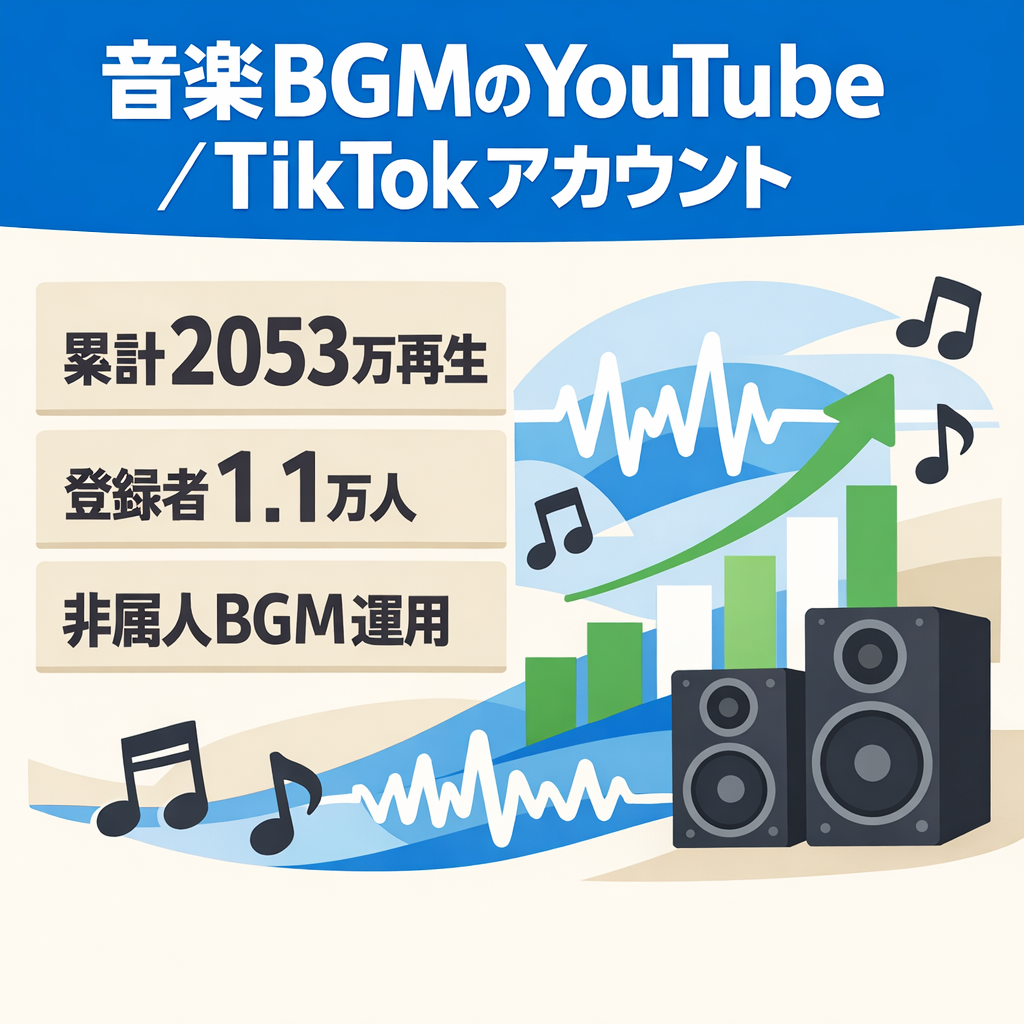 【総再生2,000万回/登録者1.1万人超】バズ連発中の音楽系YouTube＆TikTok！自社音源のマネタイズ・プロモーション基盤に最適