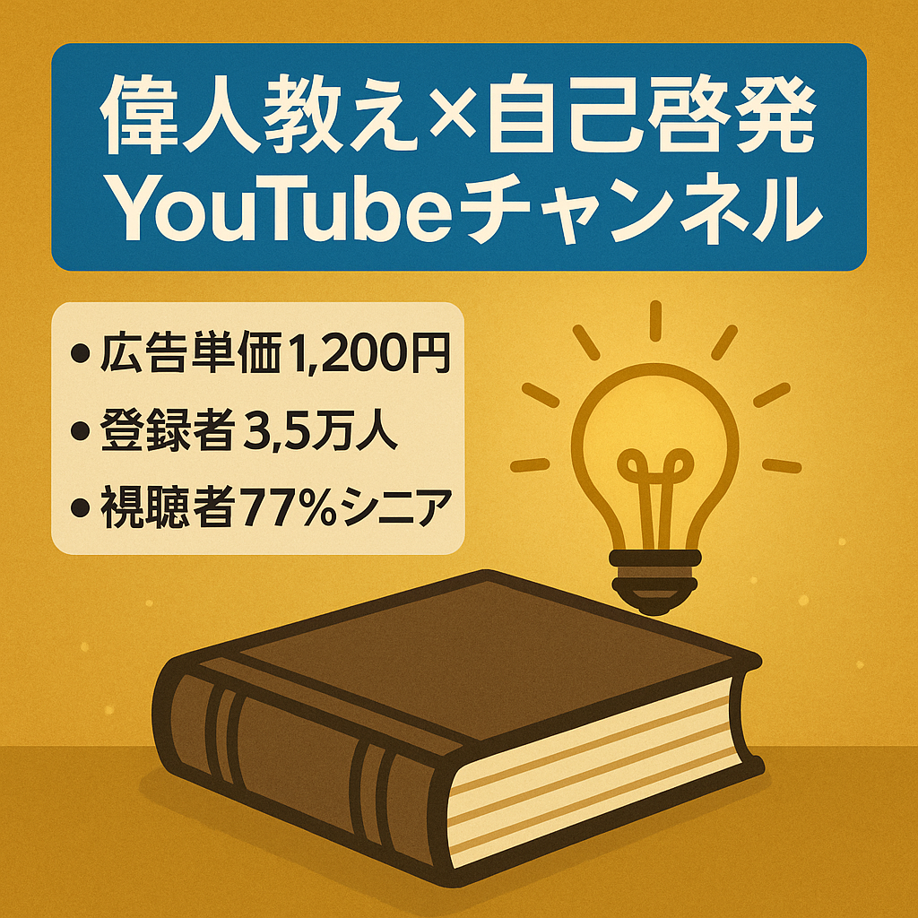 【直近広告単価1,200円】登録3.5万人『偉人の教え・自己啓発系ch』｜シニア層77%の高単価チャンネル