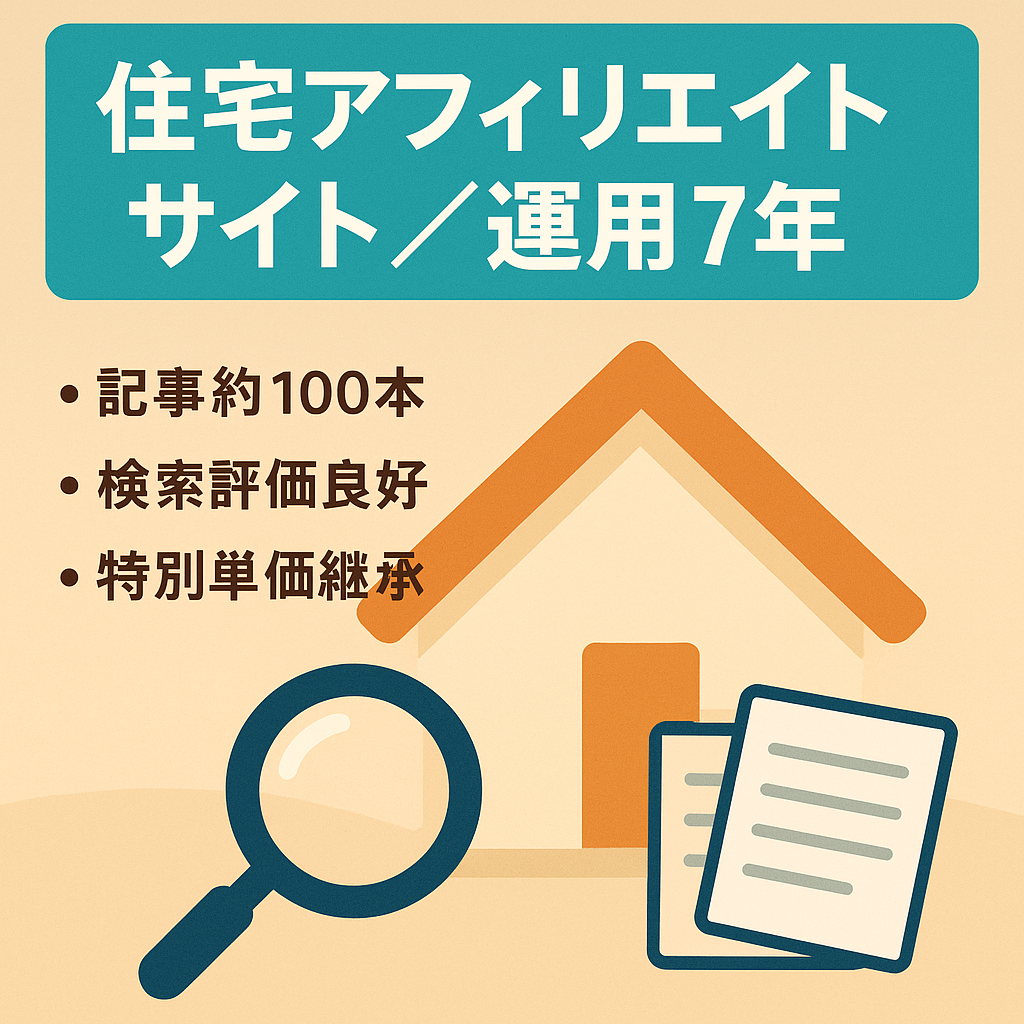 【運用年数7年】長期放置なものの現在もある程度のSEO評価のある住宅案件系のアフィリエイトサイト