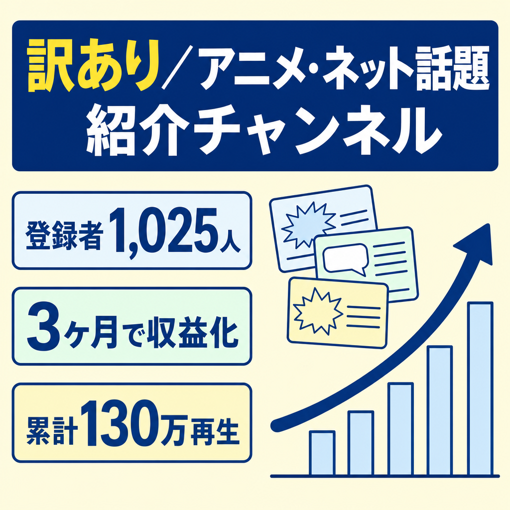 【訳あり】登録者1000人超えのアニメ・ネットの話題紹介系チャンネル