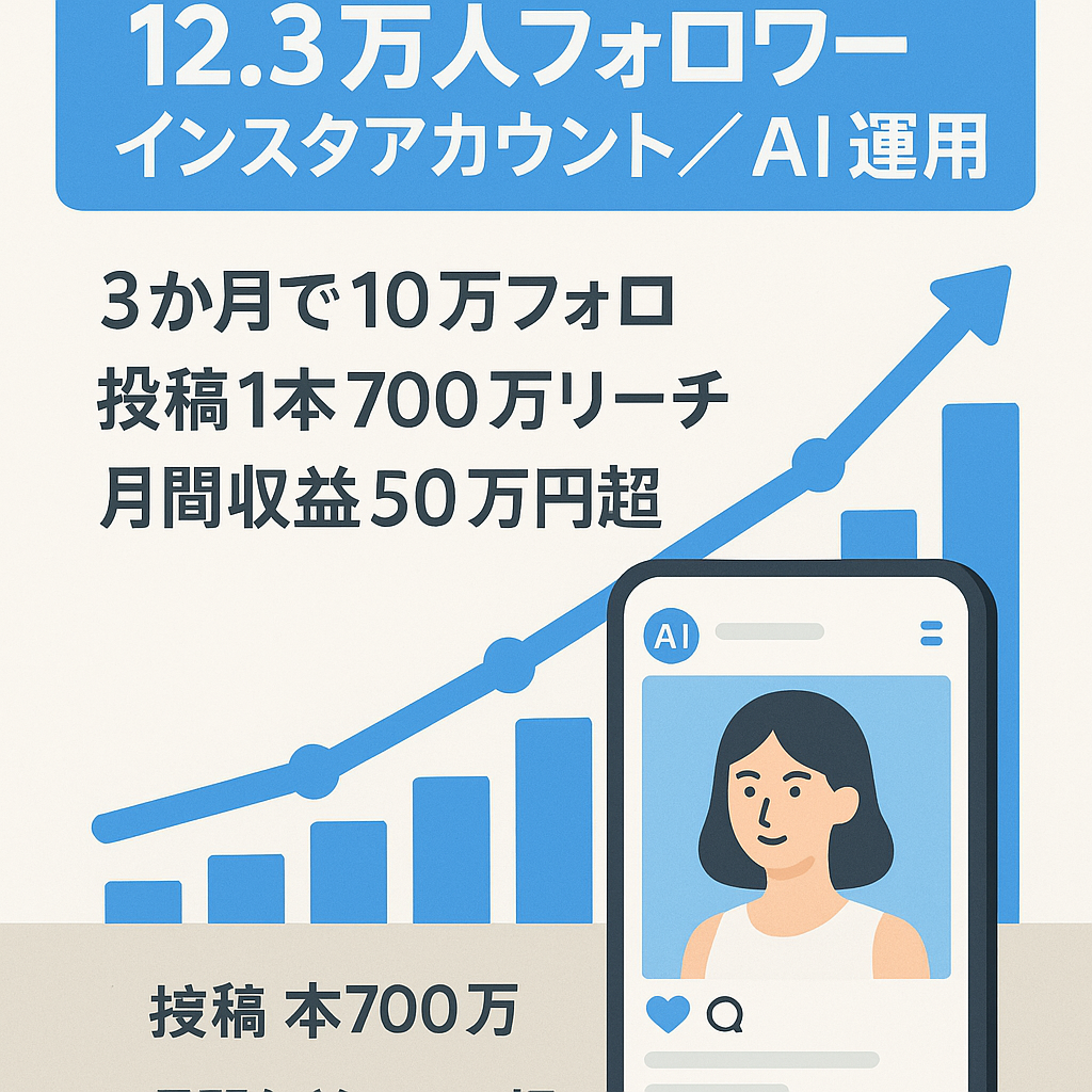 【フォロワー12.3万人】InstagramでAIモデル運用。最高月間1,000万リーチ！700万リーチ投稿あり
