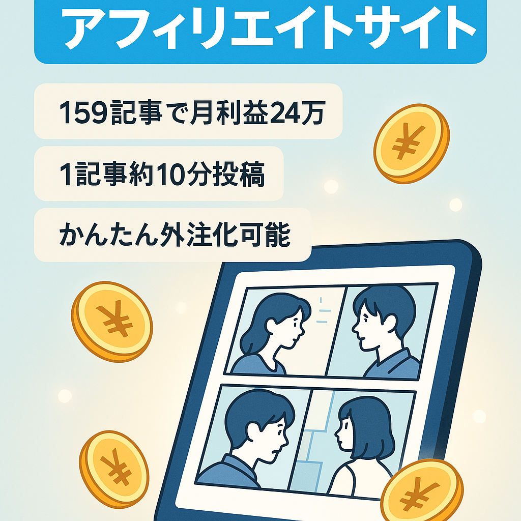 マンガ電子書籍アフィリエイトサイト【たった159記事で月利益24万円｜外注ゼロでスキマ時間のみ】