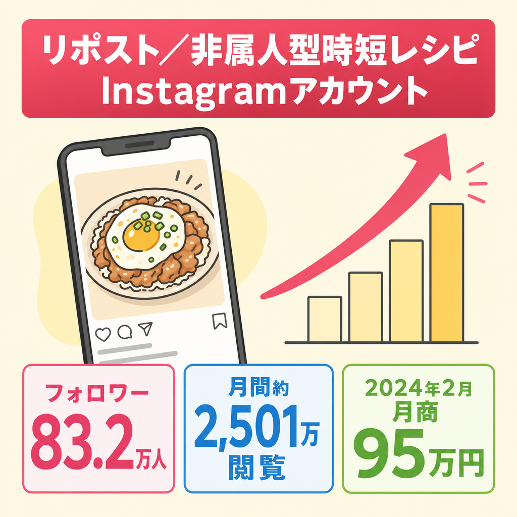リポスト：【フォロワー83.2万人・月間2,500万閲覧】時短レシピの非属人型Instagram