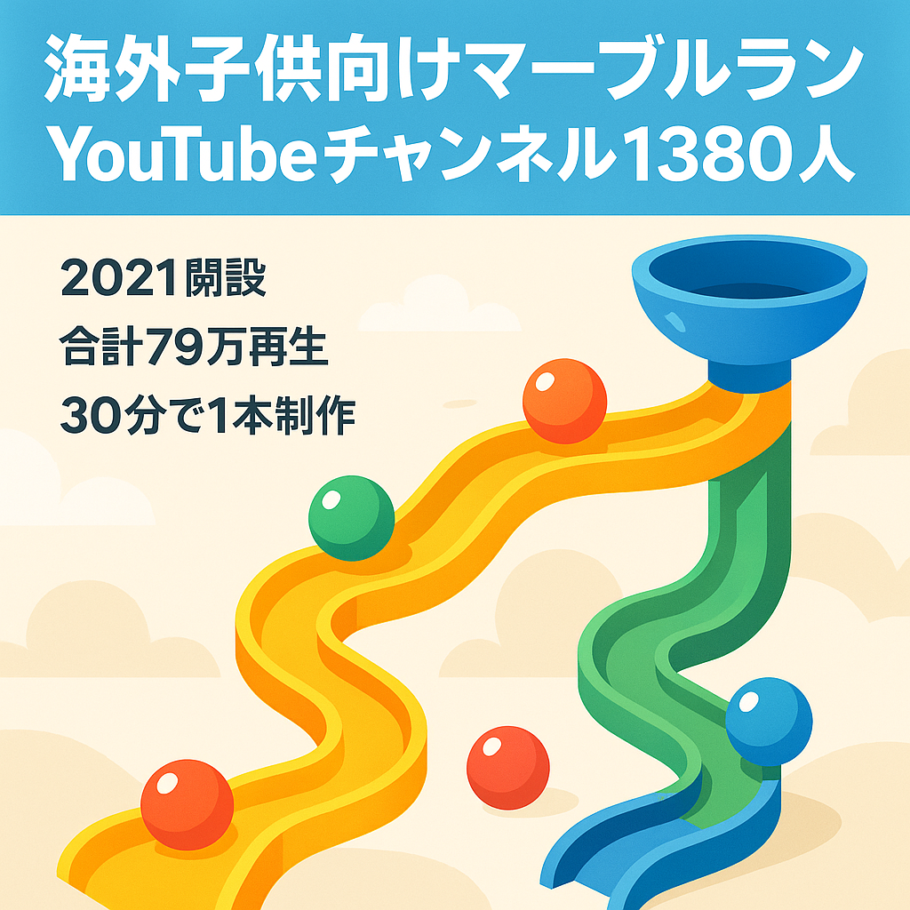 【海外子供向け】マーブルラン系Youtubeチャンネル 一度収益化済み登録1380人