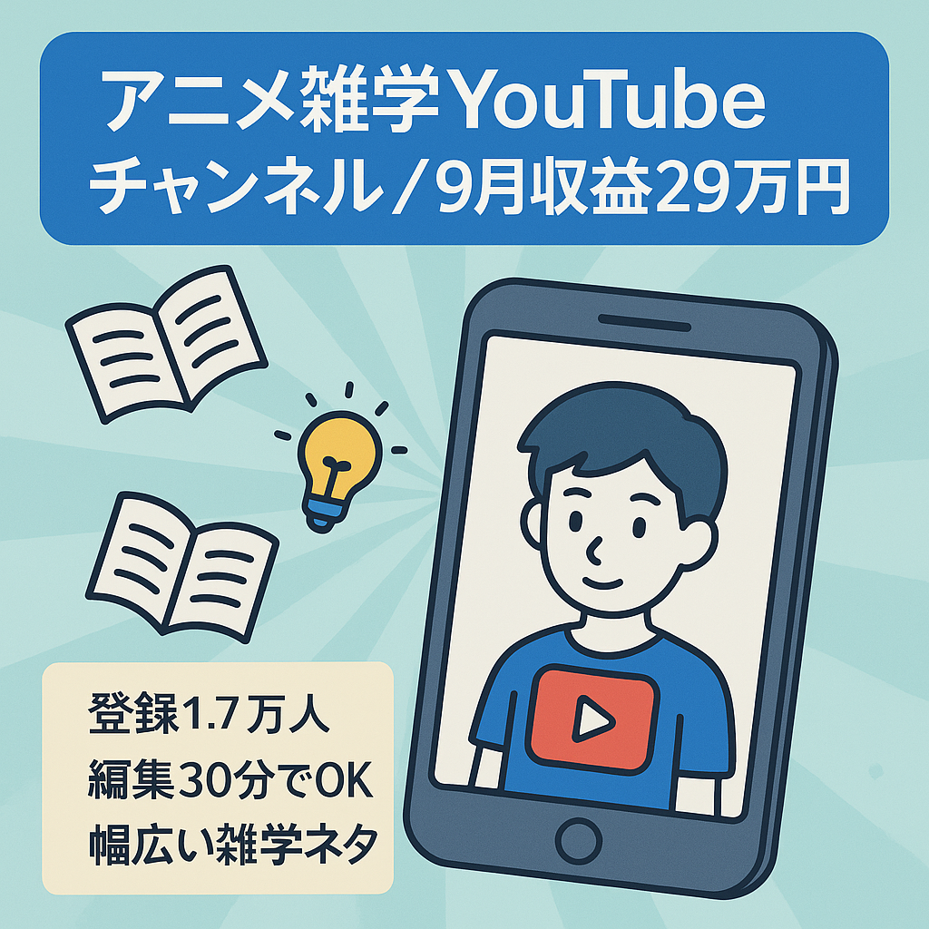 【9月収益29万】YouTubeショートアニメ雑学チャンネル　【チャンネル登録者17000人】