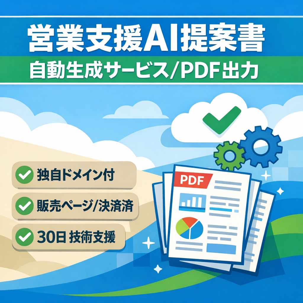 【営業支援ツール】AI提案書自動生成SaaS｜入力→高品質の提案書をPDF出力｜BtoB需要高
