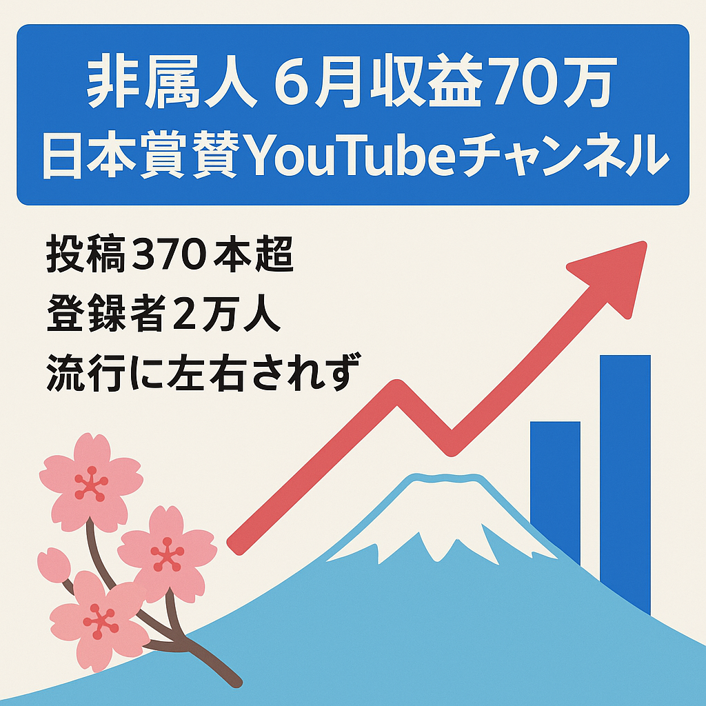 【6月収益70万越え】非属人の日本賞賛ch | 登録者2万人越え