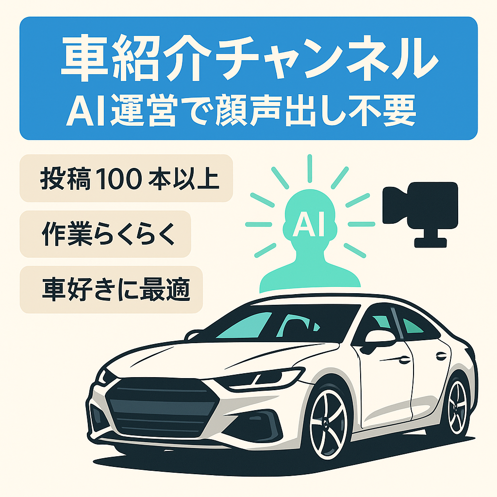 車紹介　チャンネル　AIで顔出し、声出しなしで運営可能です！