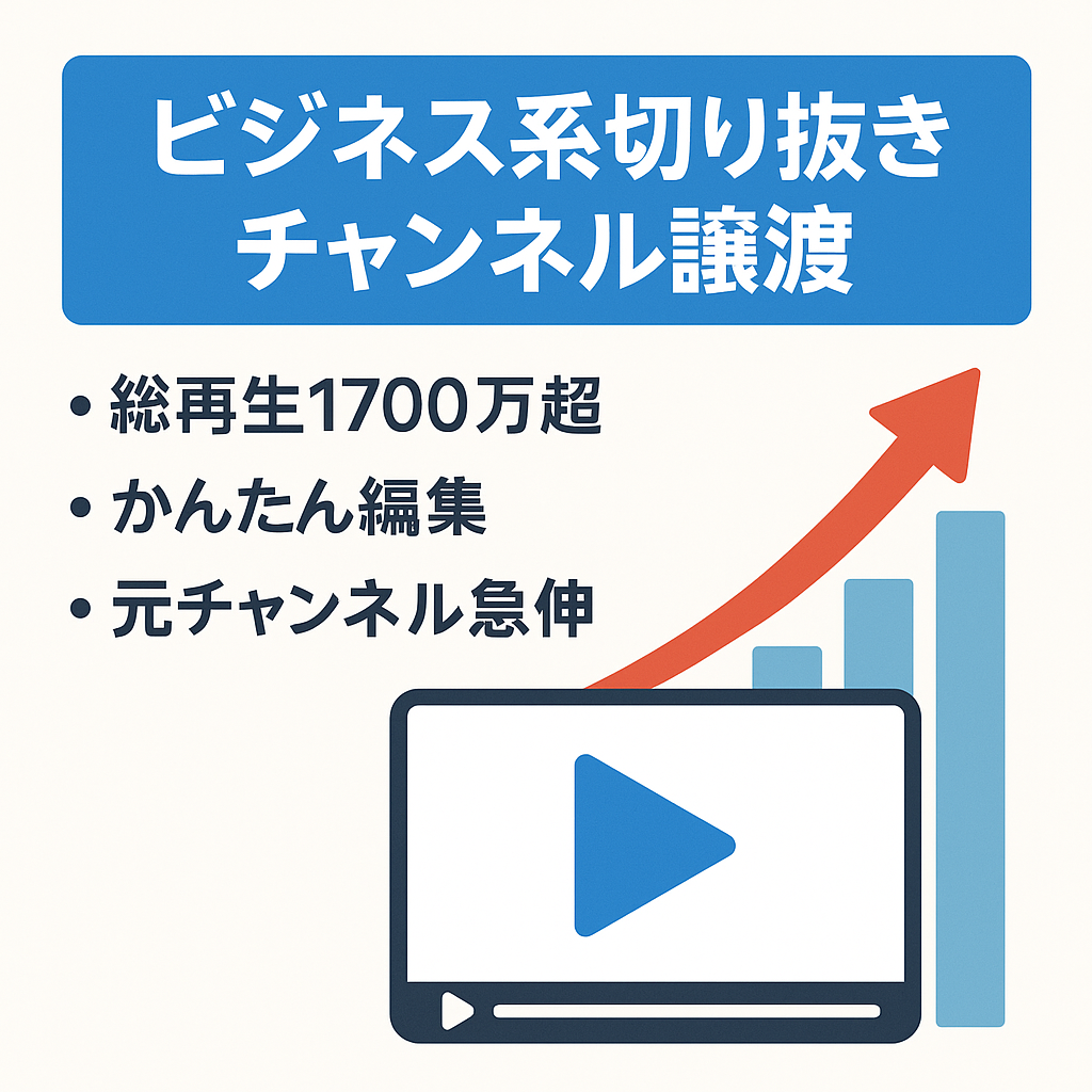 【訳あり】某ビジネスYouTuber切り抜きチャンネルの譲渡【収益分配なし/Youtube1万人越え】